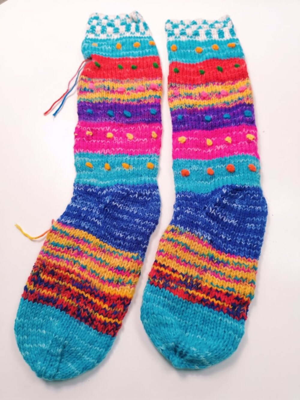 Andean Handmade Leg Warmers from Cusco, Colorful Knitted Winter Socks